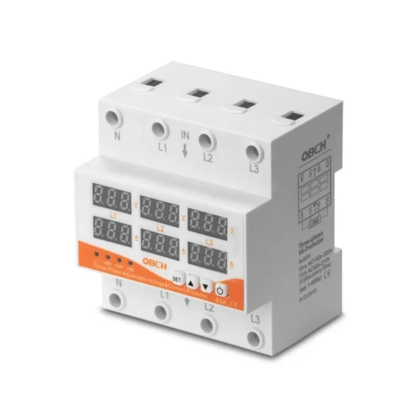 محافظ هوشمند ولتاژ و جریان سه‌فاز 63 آمپر | رله کنترل بار + ضمانت 2 ساله